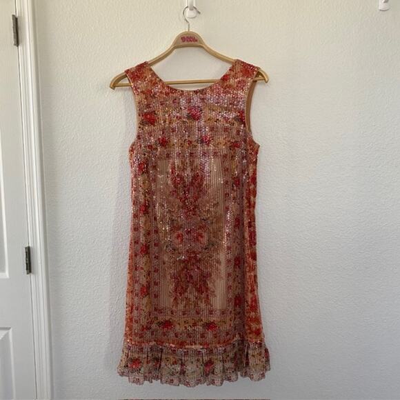 Sundance Floral Glory Dress Sequins Sleeveless Midi Drop Waist Women Large NWT - Picture 14 of 14